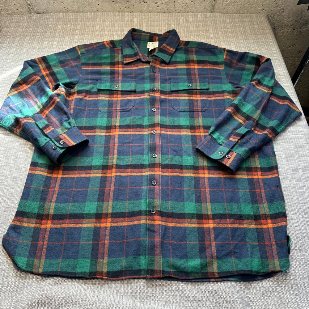 LL Bean Plaid Flannel Shirt Mens XXXL Tall Outdoor Americana Cabin Lumberjack